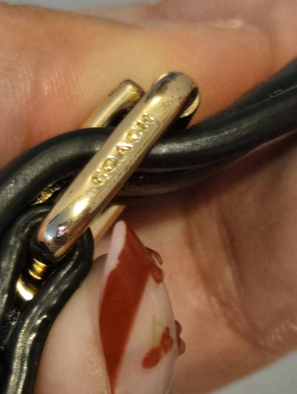 Coach Replacement Shoulder Strap Black Leather Gold Tone Hardware 36"- 43"